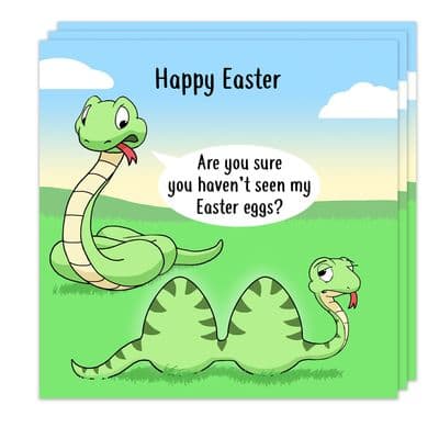 Pack of 3 Funny Easter Cards - Snakes Missing Eggs Design