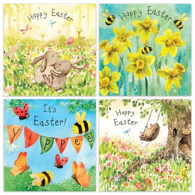 Pack of 6 Cute Easter Cards - 6 Different Cute Designs
