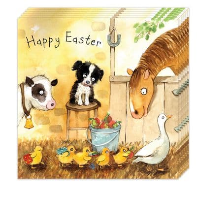Pack of 6 Easter Cards - Farmyard Animals Design