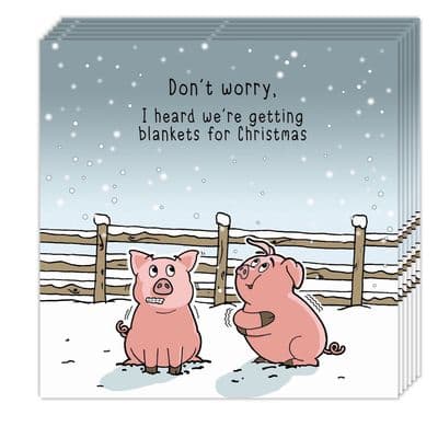Pack of 6 Funny Christmas Cards - Pigs In Blankets Design