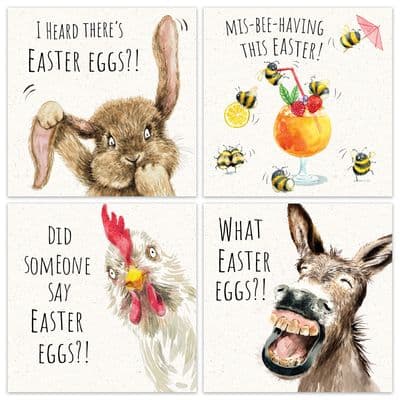 Pack of 6 Funny Easter Cards - 6 Different Humour Designs