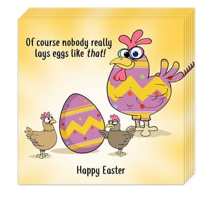 Pack of 6 Funny Easter Cards - Easter Hen Design