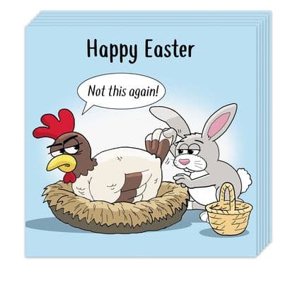 Pack of 6 Funny Easter Cards - Hen & Bunny Design