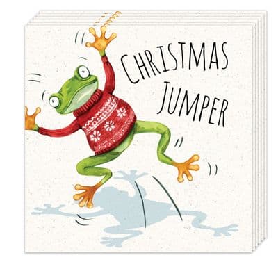 Pack of 8 Funny Christmas Cards - Frog Jumper Design
