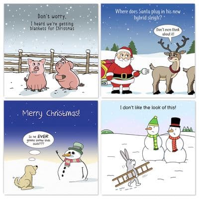 Pack of 8 Funny Christmas Cards - Funny Mixed Pack