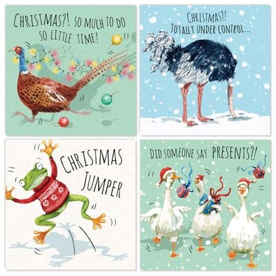 Pack of 8 Funny Christmas Cards - Humour Mixed Pack