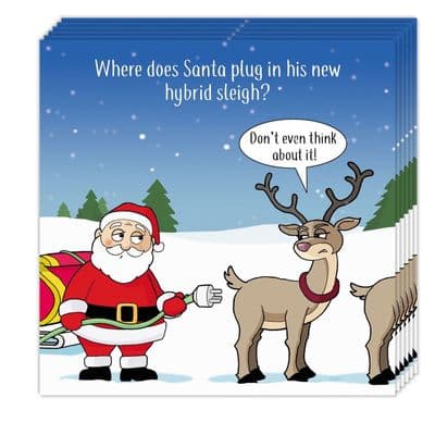 Pack of 8 Funny Christmas Cards - Hybrid Sleigh Design