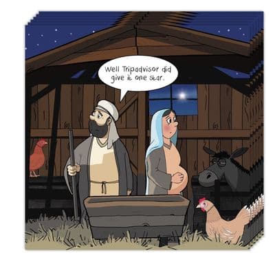 Pack of 8 Funny Christmas Cards - One Star Trip Advisor Design