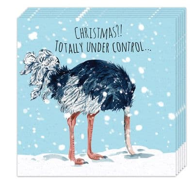 Pack of 8 Funny Christmas Cards - Ostrich Design