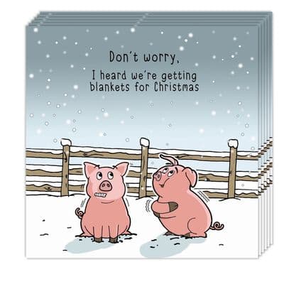 Pack of 8 Funny Christmas Cards - Pigs In Blankets Design
