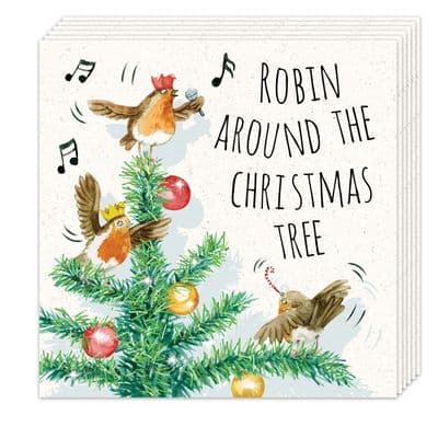 Pack of 8 Funny Christmas Cards - Robins Design