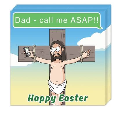 Pack of 8 Funny Easter Cards - Call Me ASAP Design