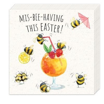 Pack of 8 Funny Easter Cards - Mis-Bee-Having Design