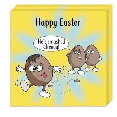 Pack of 8 Funny Easter Cards - Smashed Egg Design