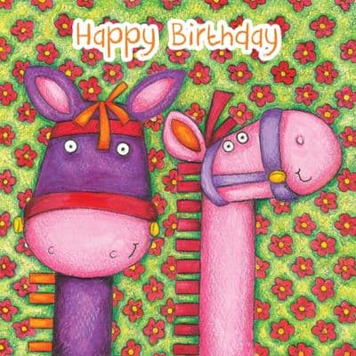 Ponies Birthday Card With Googly Eyes