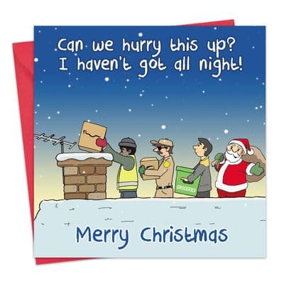 Santa Queue Funny Christmas Card