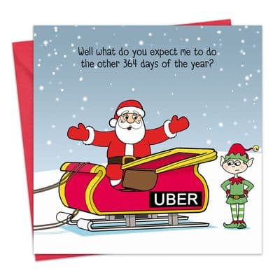 Santa's Uber Funny Xmas Card
