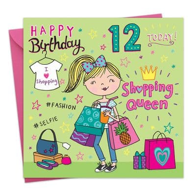 Shopping Age 12 Birthday Card For Girl