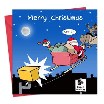 Speeding Santa Happy Christmas Card