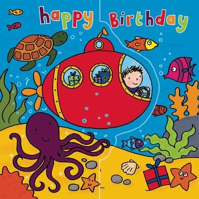 Submarine Birthday Card, Sparkly Card - Pop Out Card