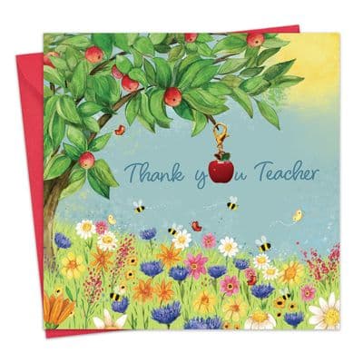 Thank You Teacher Card & Gift with Detachable Apple Charm