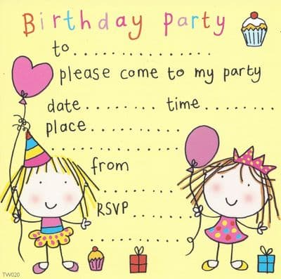 Twin Girls Children's Party Invitation