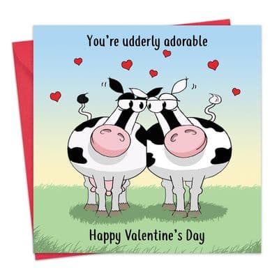 Udderly Adorable Happy Valentines Day Card