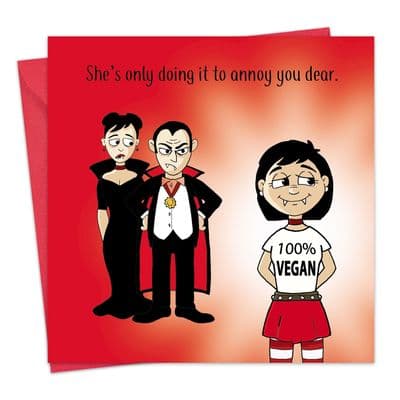 Vegan Vampire Funny Teenager Card