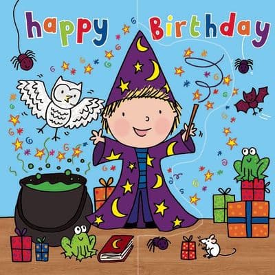 Wizard Birthday Card, Sparkly Card - Pop Out Card