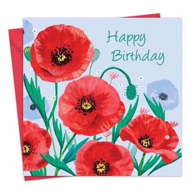 Womens Happy Birthday Card for Her - Poppies