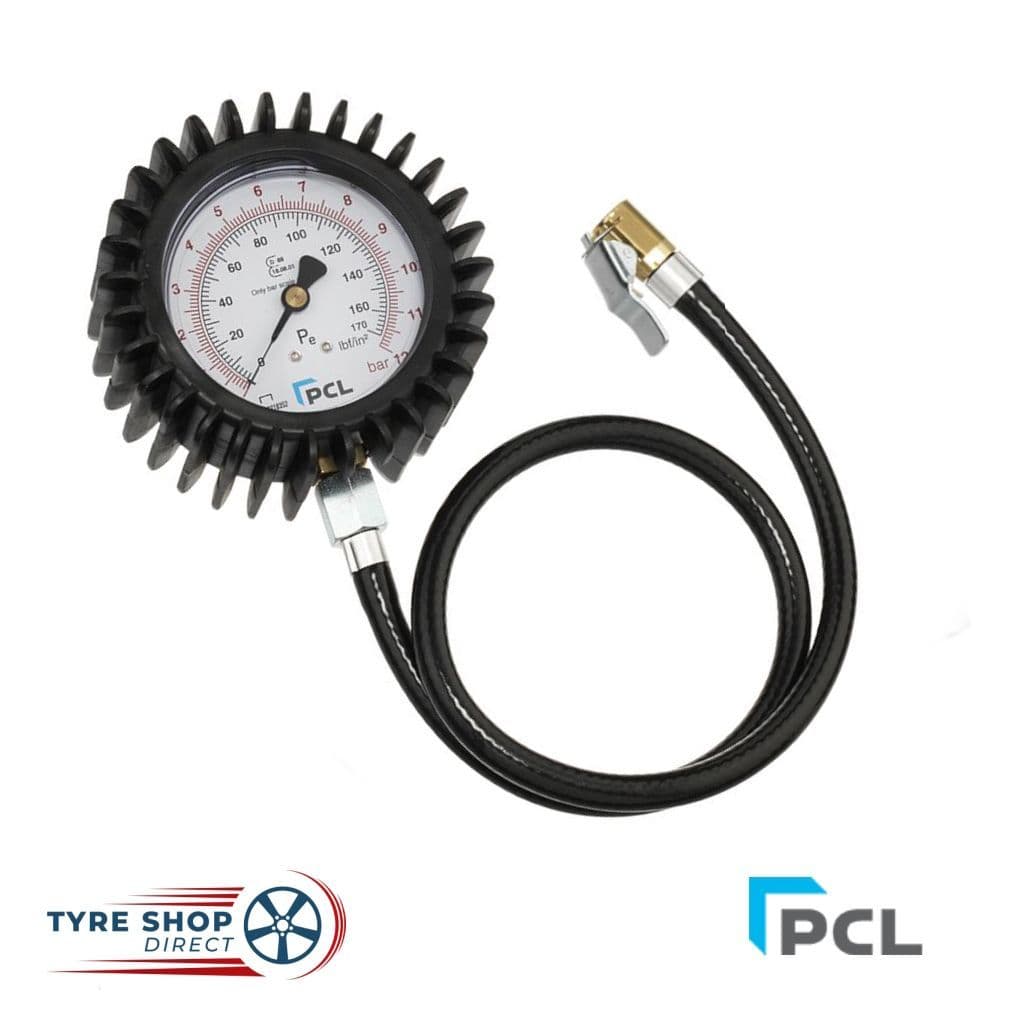 Tyre Check Dial gauge 80mm PCL Euro Earthmover Connector - 0-170 psi