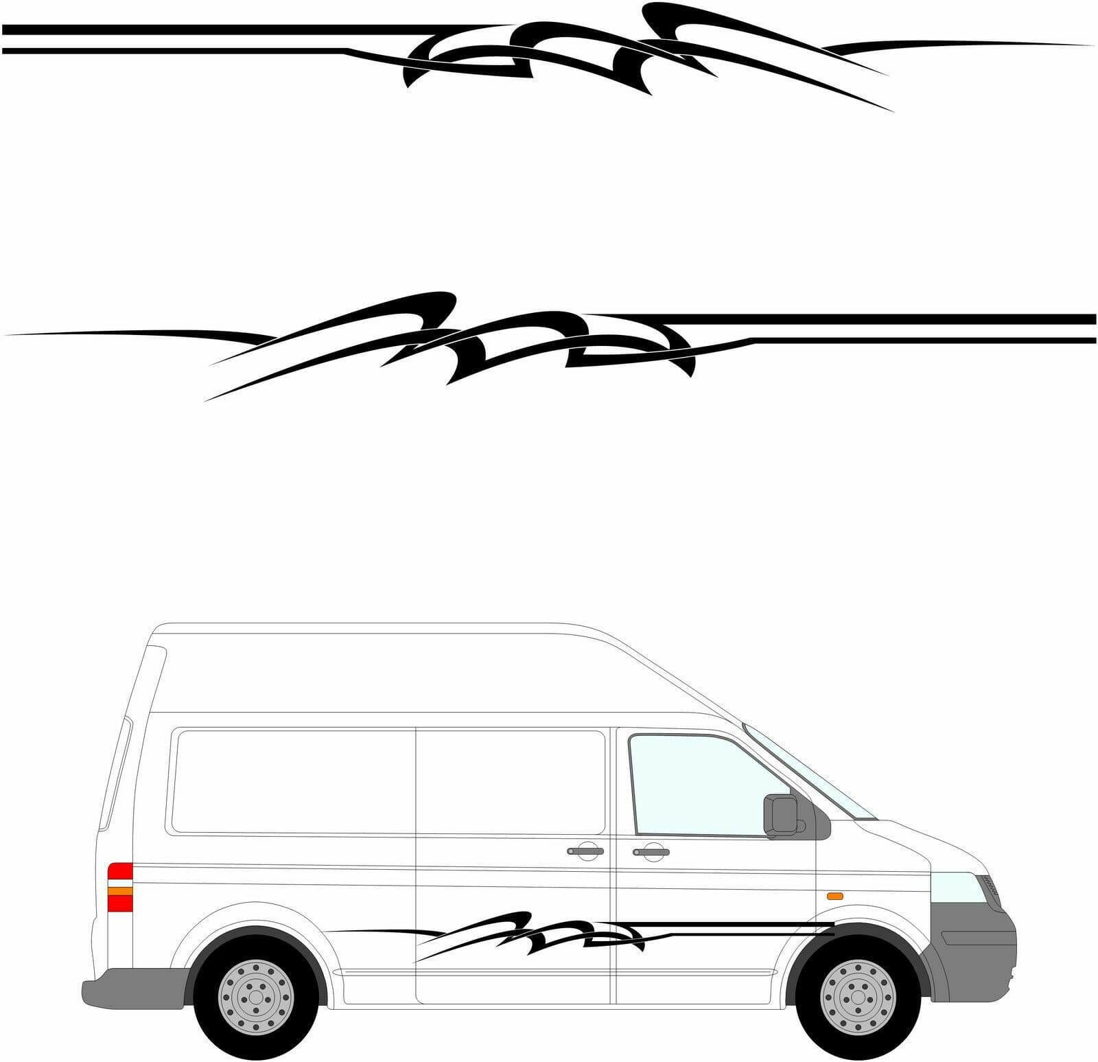 Vinilo Decorativo Para Autocaravana Y Furgoneta Camper - Diseño Universal, Tamaño 44x22cm