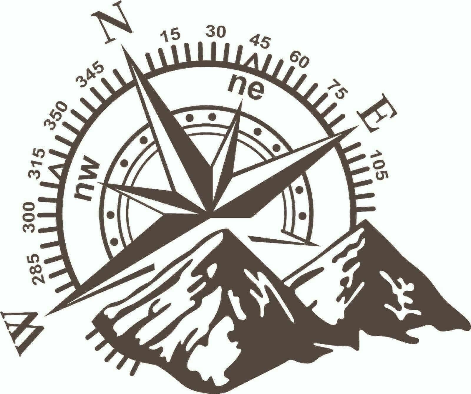 Compass Rv Symbol No 729 MOTORHOME CAMPER VAN CARAVAN DECAL GRAPHIC COMPASS & MOUNTAINS