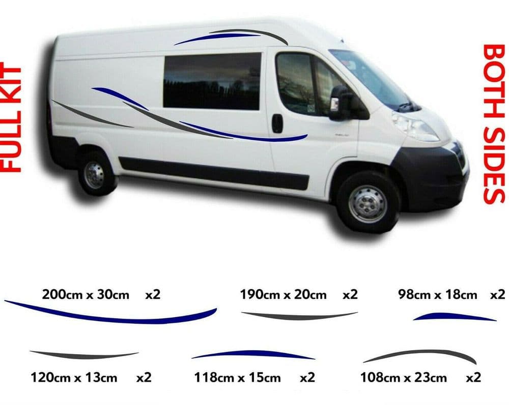 Citroen Relay Motorhome Vinyl Graphics Kit – Stripes & Decals (FATSTRIPE)