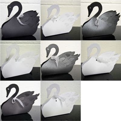 10 Swan Wedding Favour Boxes. Choose Colour - Choose Size. White, Black, Pearl, Matt