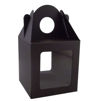 10 x Black Single Cupcake / Muffin / Fairy Cake Boxes With 2 Windows