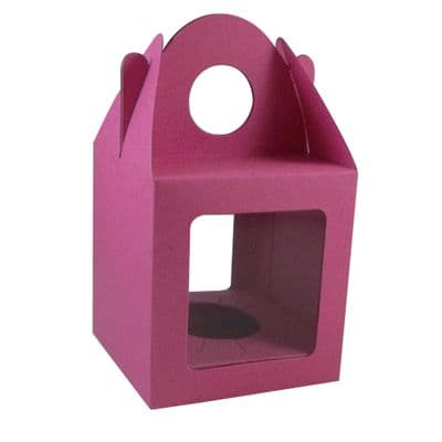 10 x Cerise Single Cupcake / Muffin / Fairy Cake Boxes With 2 Windows