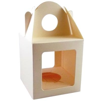 10 x Cream Single Cupcake / Muffin / Fairy Cake Boxes With 2 Windows