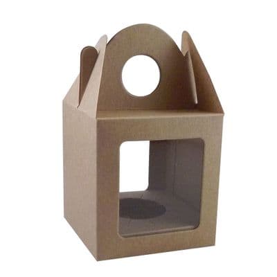 10 x Kraft Single Cupcake / Muffin / Fairy Cake Boxes With 2 Windows