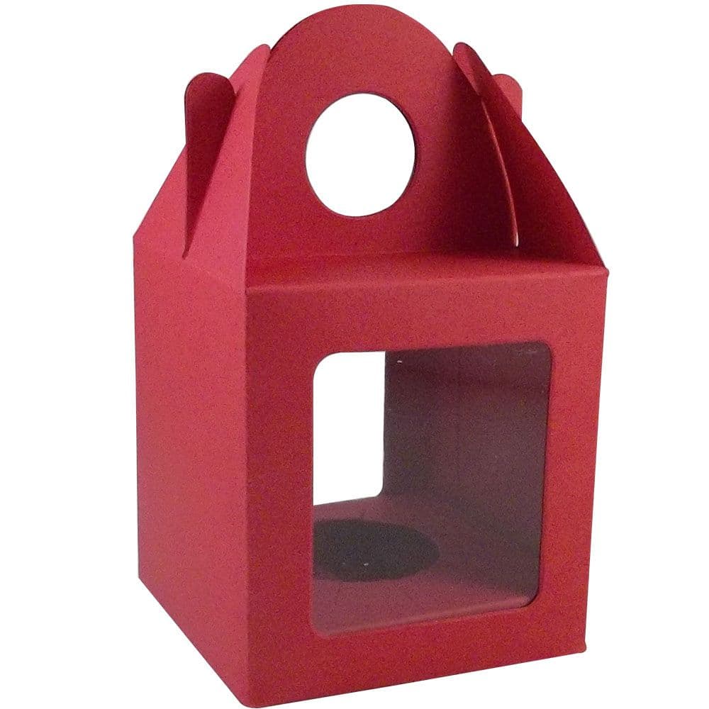 10 x Xmas Red Single Cupcake / Muffin / Fairy Cake Boxes With 2 Windows