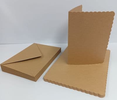 25 Pack – A5 Recycled Scalloped Card Blanks & Envelopes