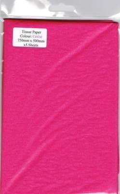 5 x Cerise Tissue Paper, Large Sheets - 750mm X 500mm - SC66