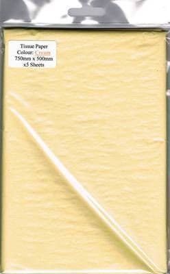 5 x Cream Tissue Paper, Large Sheets - 750mm X 500mm - SC58