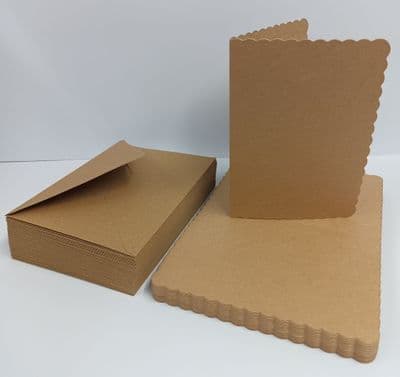 50 Pack – A5 Recycled Scalloped Card Blanks & Envelopes