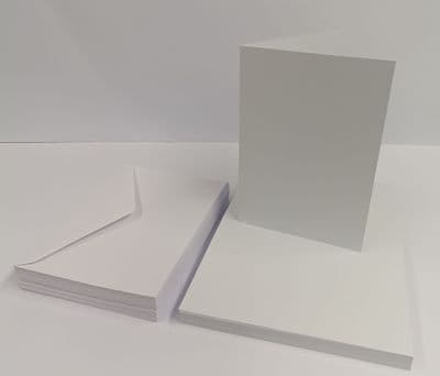 50 Pack A6 Pre-Creased White Blank Cards (250gsm) & Envelopes (100gsm)