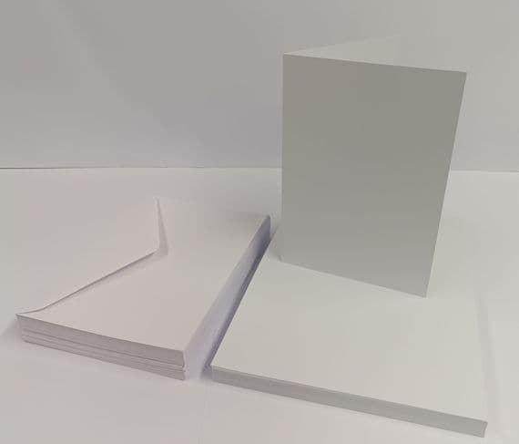 50 Pack A6 Pre-Creased White Blank Cards (250gsm) & Envelopes (100gsm)
