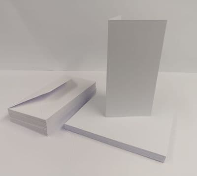 50 Pack DL Pre-Creased White Blank Cards (250gsm) & Envelopes (100gsm)
