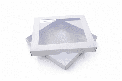 7x7 White Greeting Card Boxes With Aperture Lid