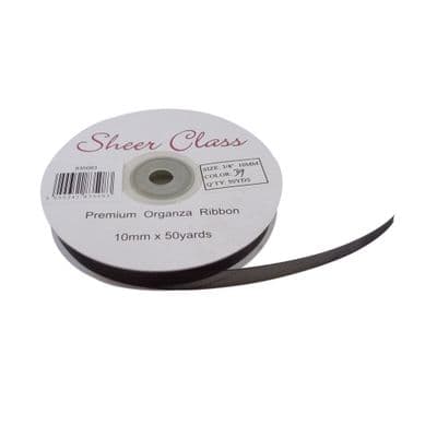 Black 10mm x 45 Meters Organza Ribbon For Favour Boxes & Crafts - Stella Crafts