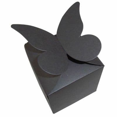 Black Large Butterfly Top Muffin / Cupcake Box 80mm x 80mm x 80mm
